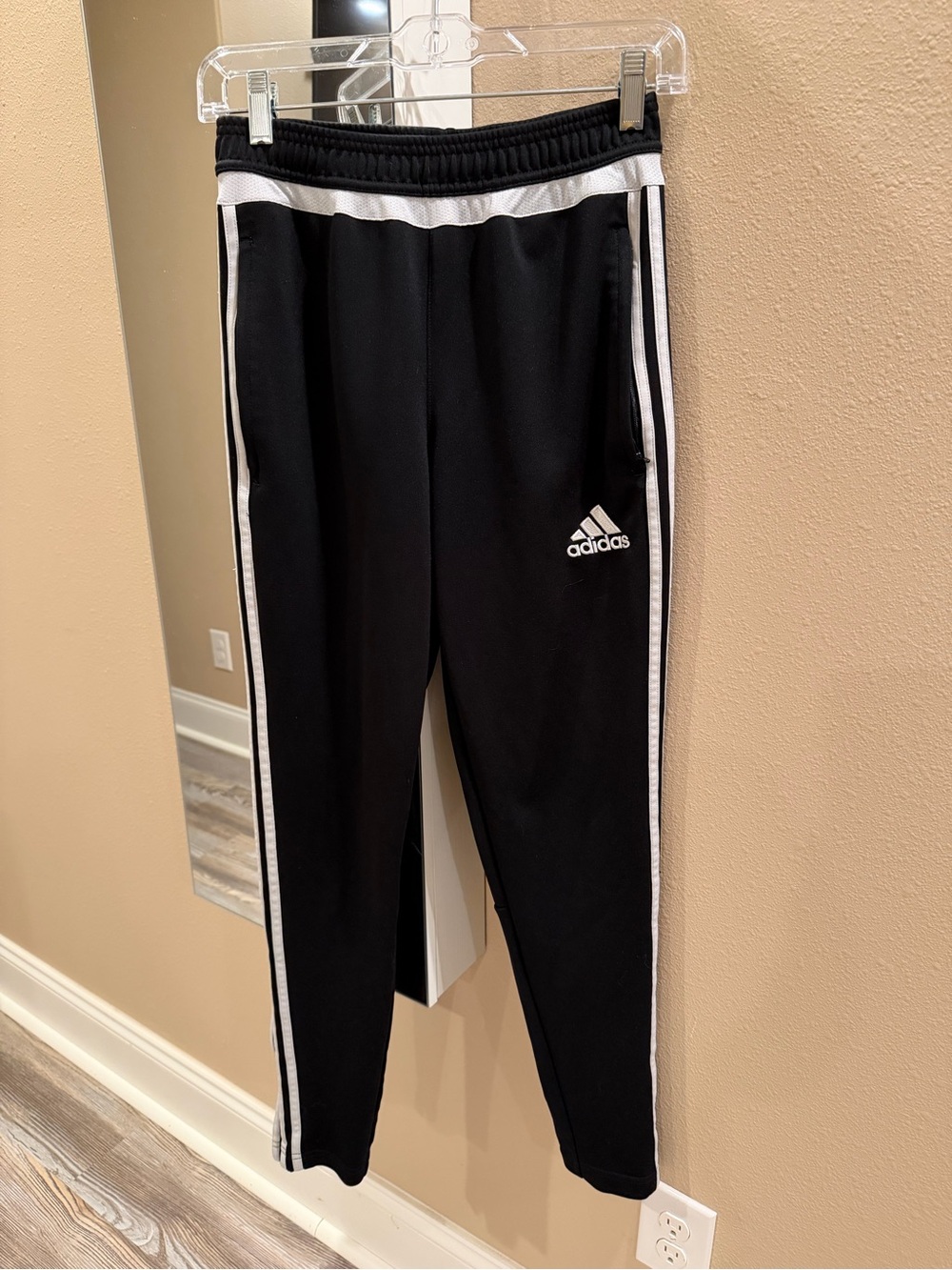 adidas Black Jogger Sweatpants with White Stripes